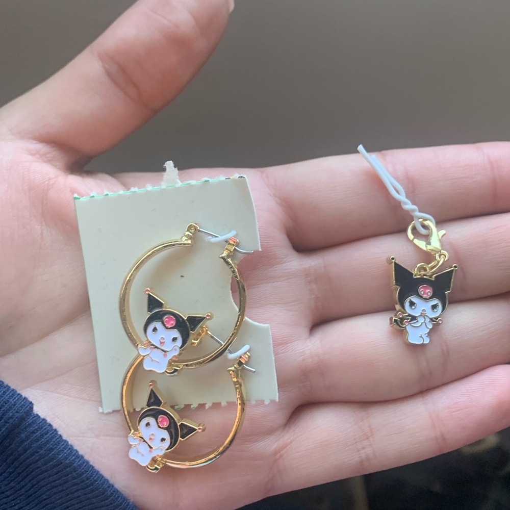 Sanrio earrings and charm